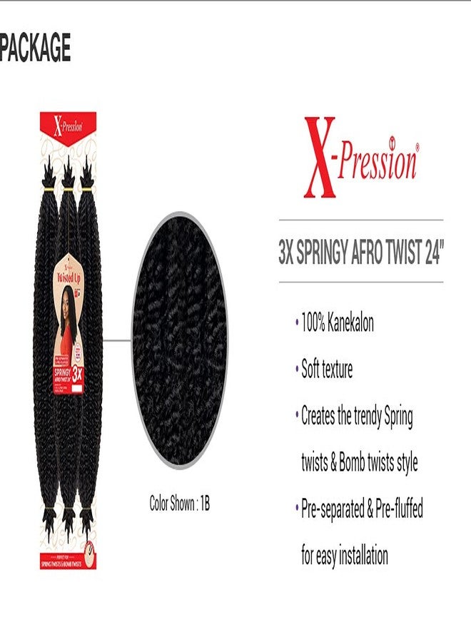 x-pression Outre Crochet Braids X-Pression Twisted Up 3X Springy Afro Twist 24" (3-pack, 1B) - Image 5
